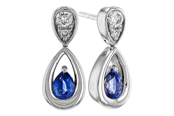 E329-21403: EARRINGS .42 SAPPHIRE .54 TGW (4x3 SAPP)