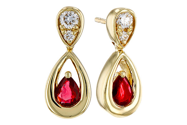 M329-21402: EARRINGS .40 RUBY .52 TGW (4x3 RUBY)